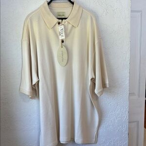 Joseph & Feiss Cream Polo Relaxed Fit Shirt NWT